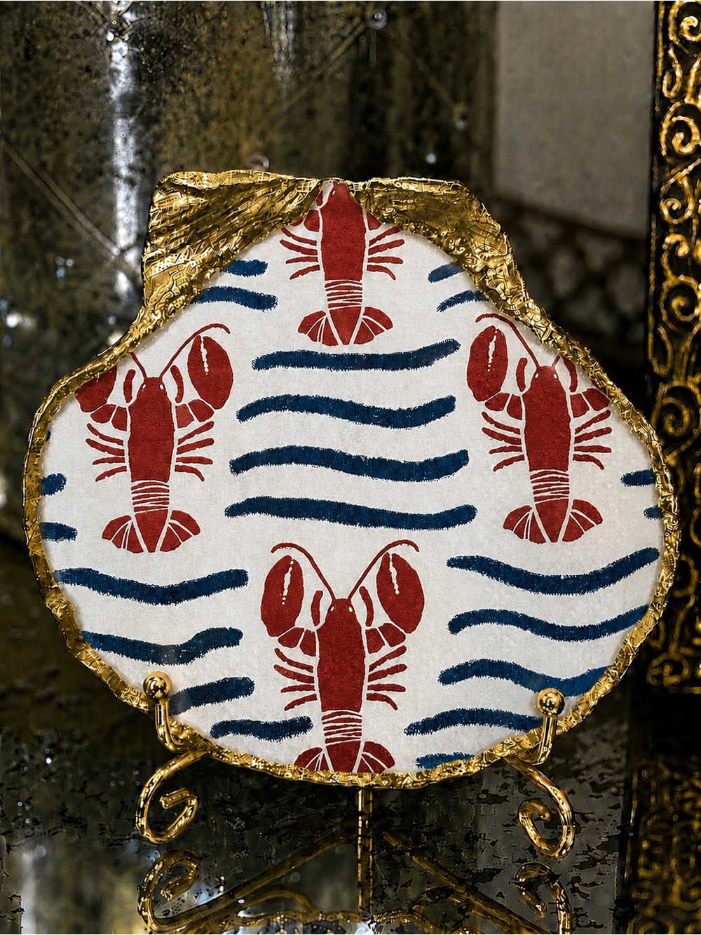 Hand Crafted Red Lobster Trinket Shell Dish 4.5”